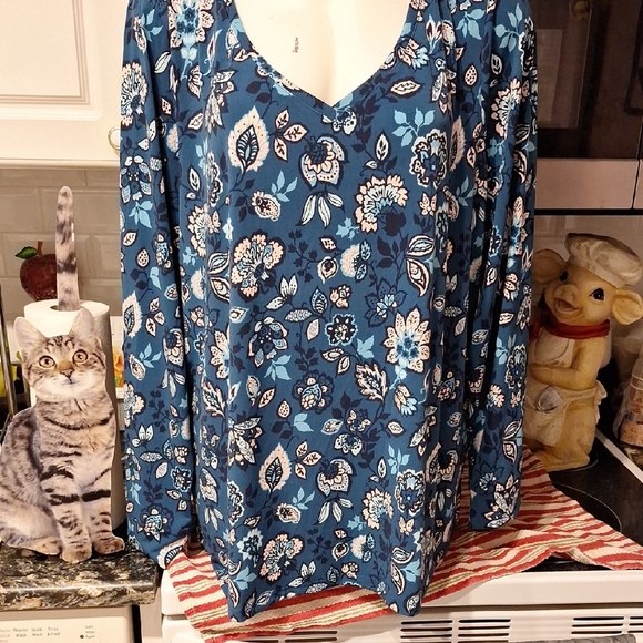 o Womens Jason Wu Floral Stretch Long Sleeve Plus Size Top 2X - Picture 1 of 4